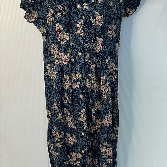 Basic Editions Navy Floral Button-Front Dress - Picture 1 of 8